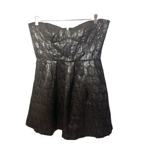Mink Pink Dress Womens Large Black Silver Grid Iron Sweetheart Strapless Party
